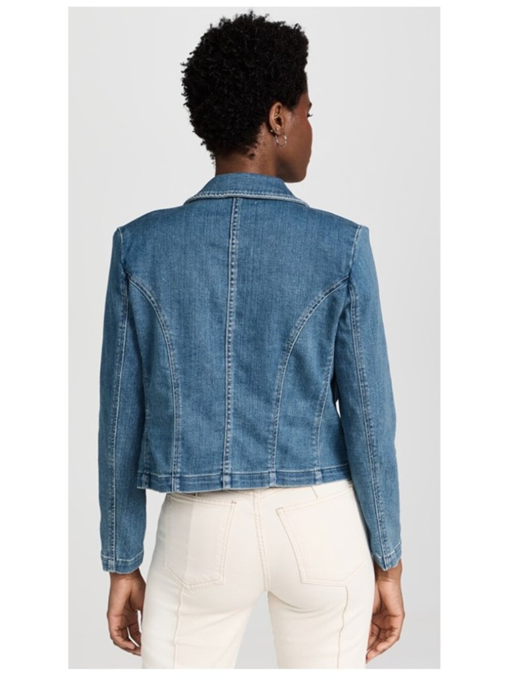 L'Agence Wayne Denim Cropped Blazer Jacket - Picture 2 of 16